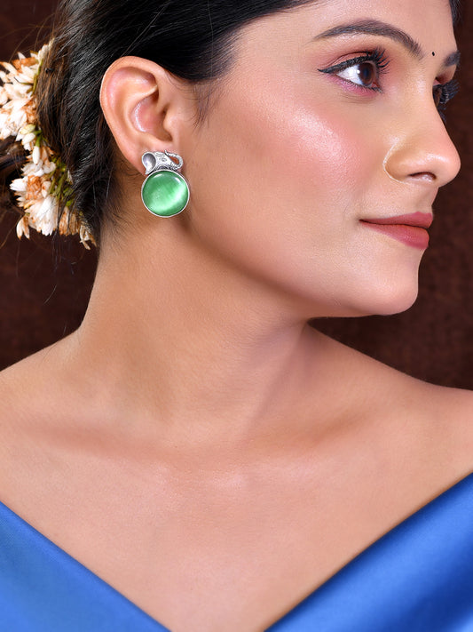Enchanting Elephant Earrings with Green Gemstones
