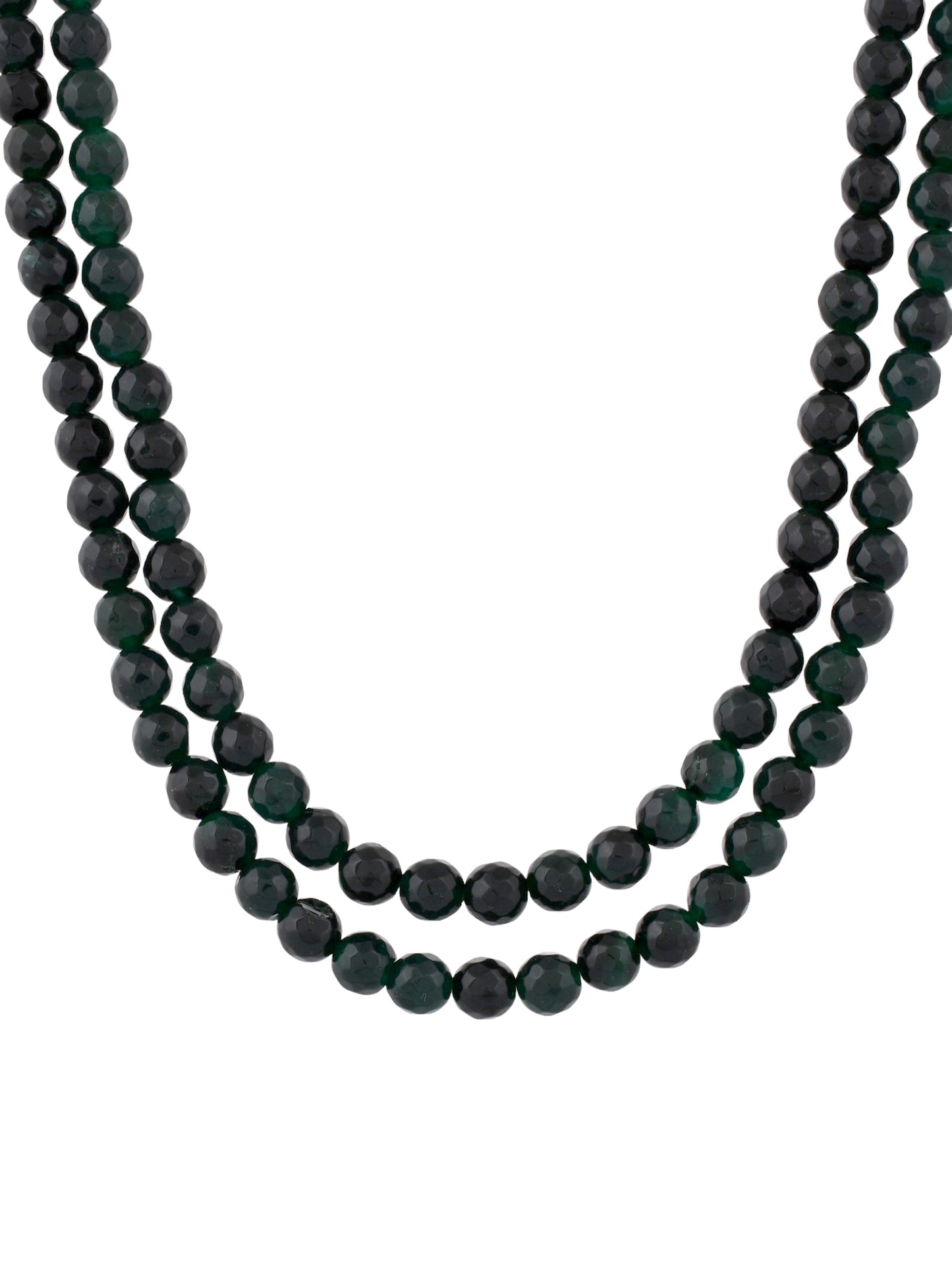 Double layered Faceted Green Quartz Silver Necklace