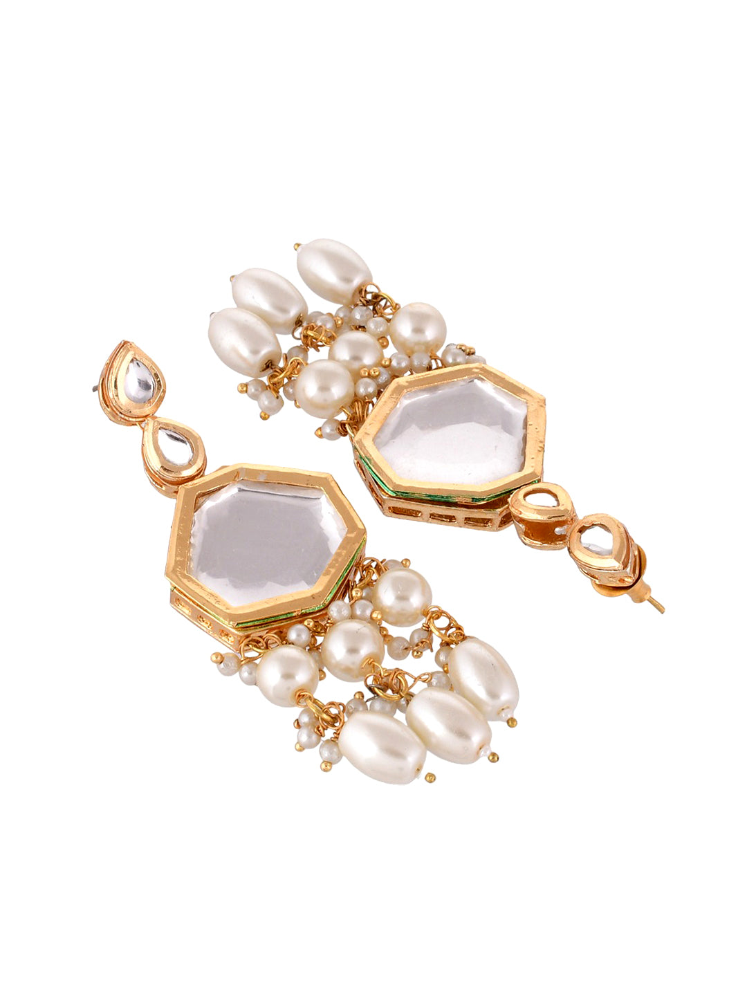 kundan pearl Gold Plated handcrafted weddingwear jewelleryset