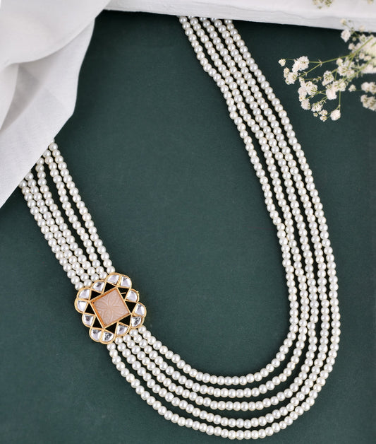 Long layered Kundan Pearl  Necklace