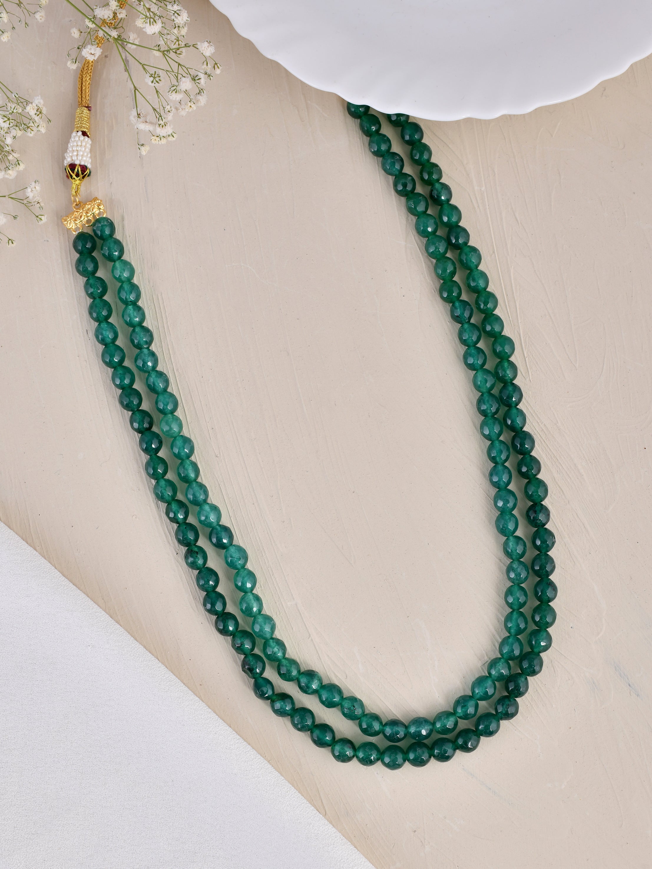 Buy Gold And Grey Drop Down Tassel Necklace. Online. – Odette
