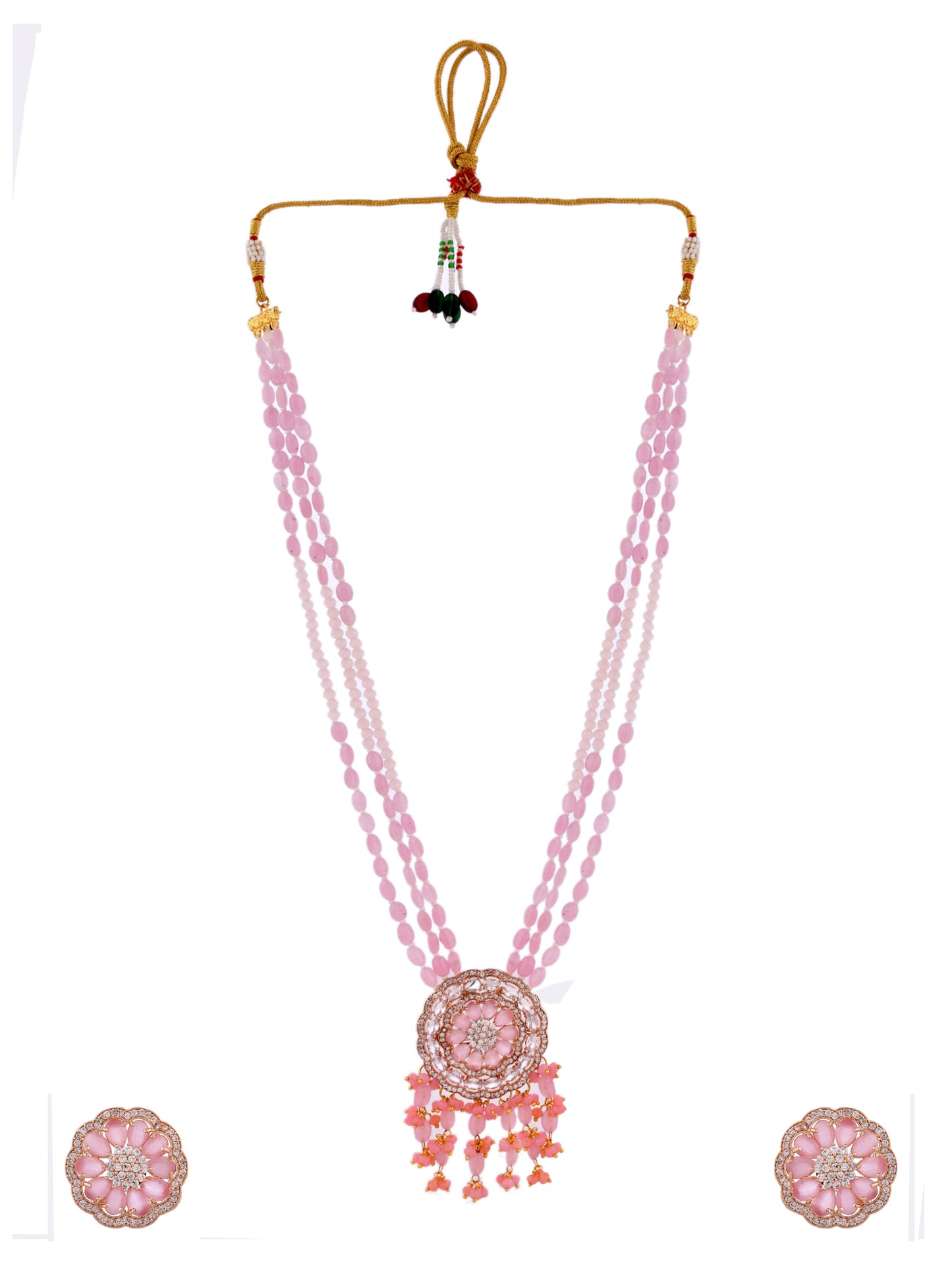 Tranding american diamond jewellery set with artificial beads