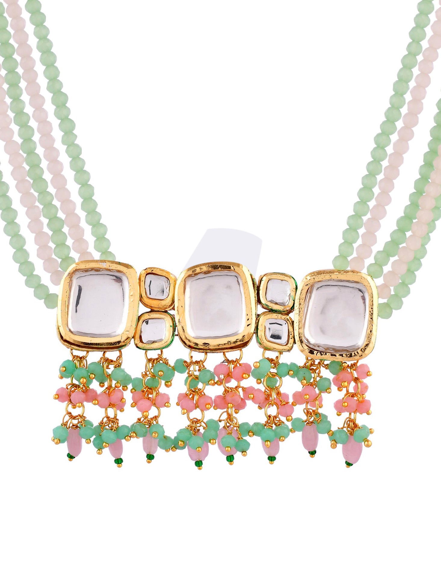 Pearl Kundan Choker Necklace Set with earrings