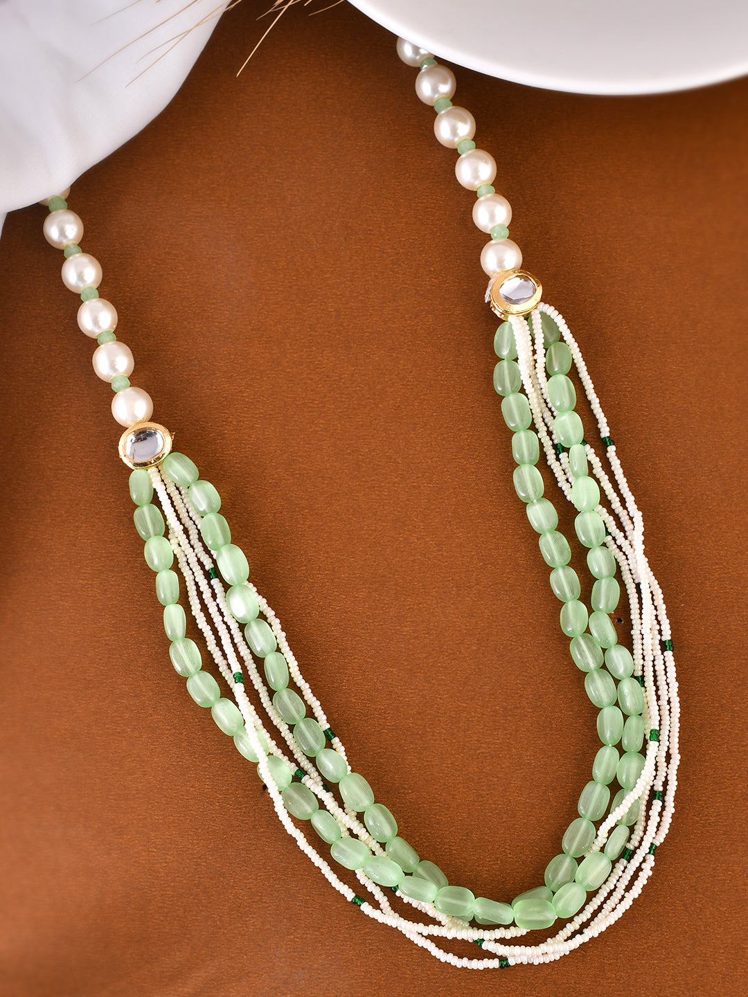 Pearl and Green Bead Necklace