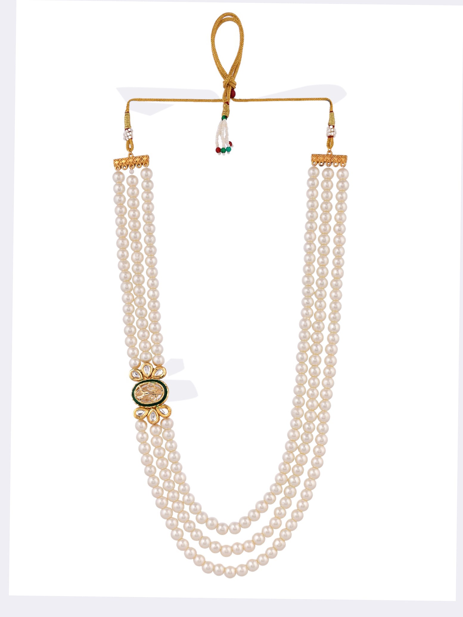Pearl Necklace with Gold Accents