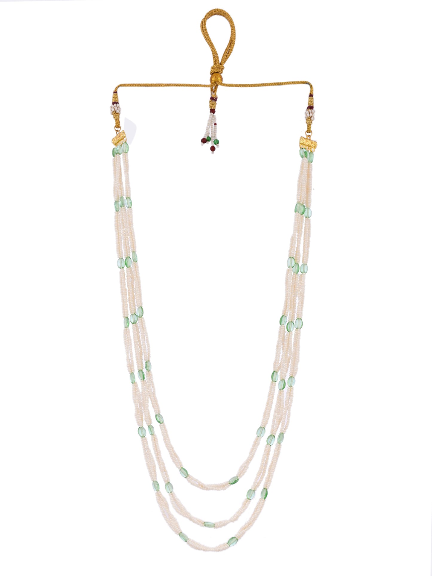 Green Gem & Pearl Beaded Necklace