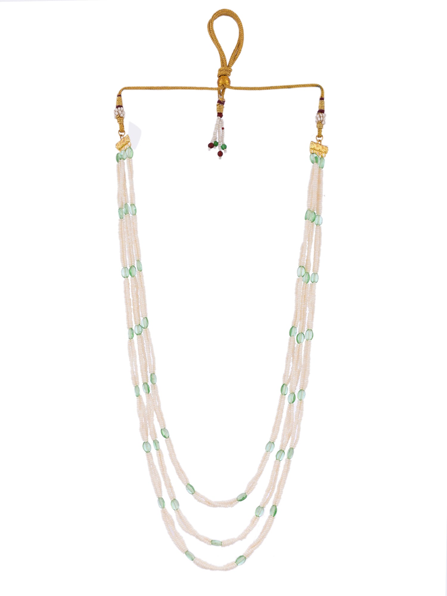 Green Gem & Pearl Beaded Necklace