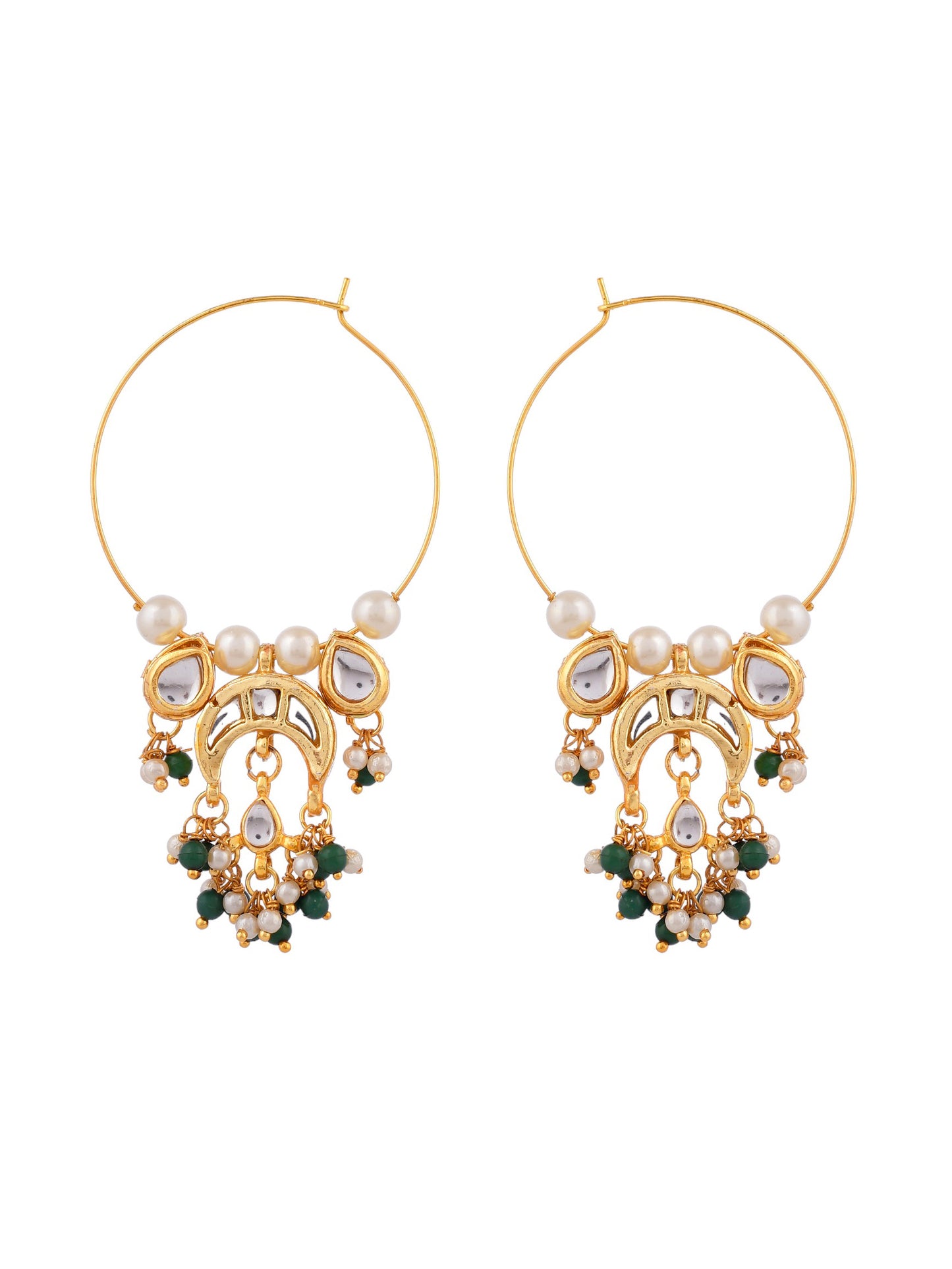 Traditional Gold Plated Kundan Hoop/ Chandbali Earring With Pearls