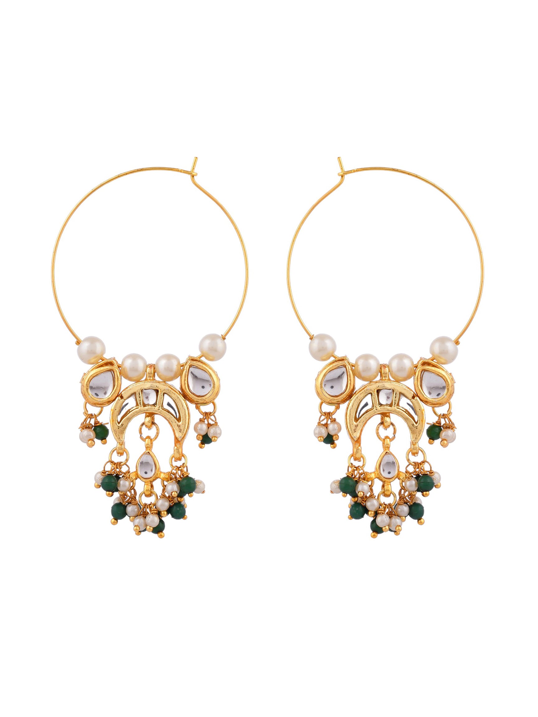 Traditional Gold Plated Kundan Hoop/ Chandbali Earring With Pearls