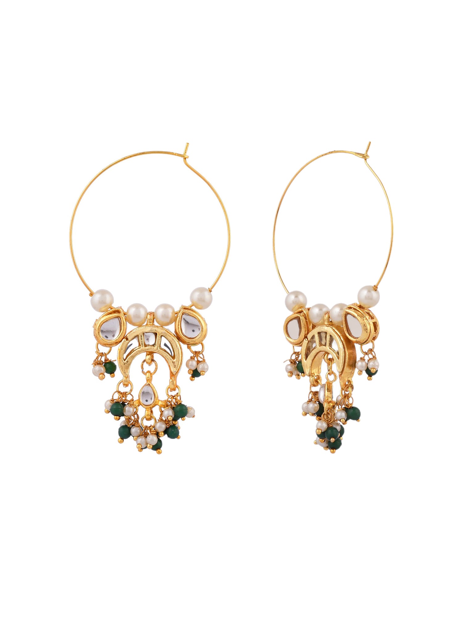 Traditional Gold Plated Kundan Hoop/ Chandbali Earring With Pearls