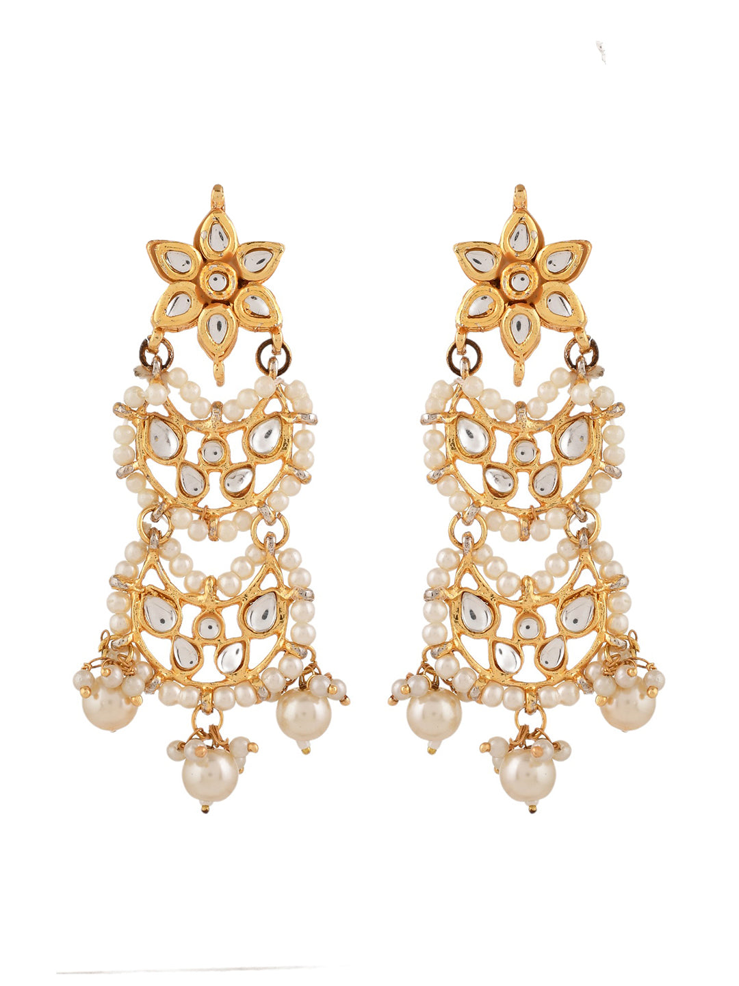 Gold Tone Kundan Long Necklace Earring For women
