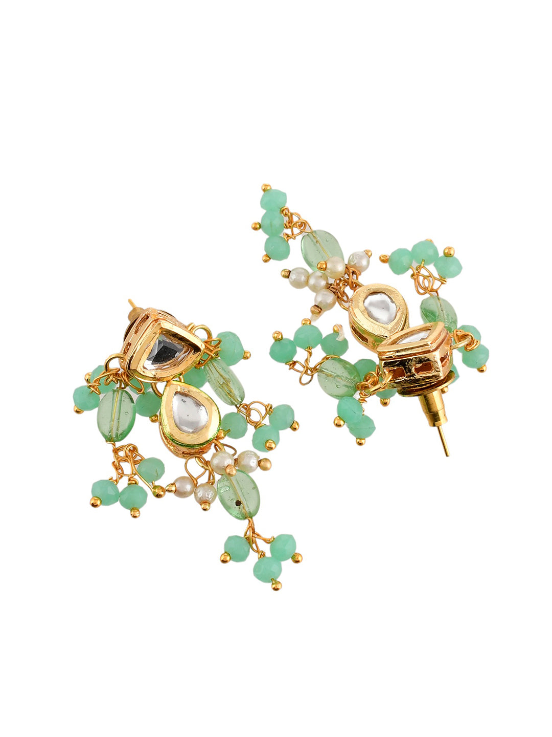 Pistachio Green Crystal MultiStrand Kundan Jewellery set For women