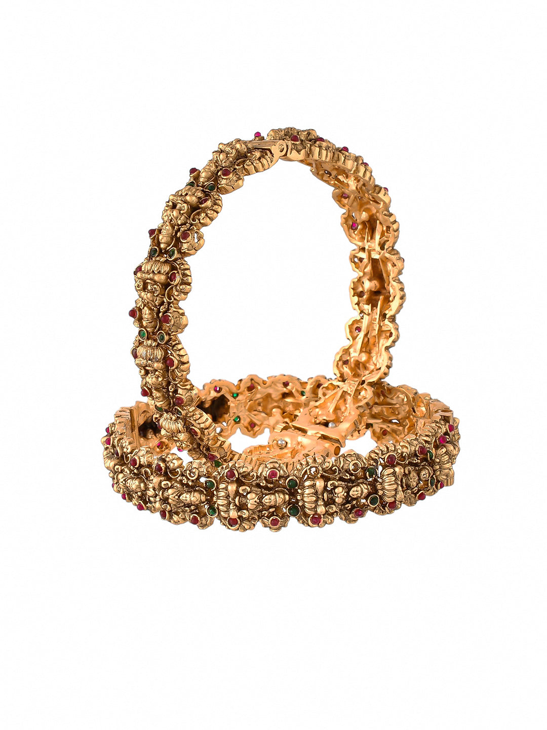 Gold-Plated Kundan Studded Temple Bangles