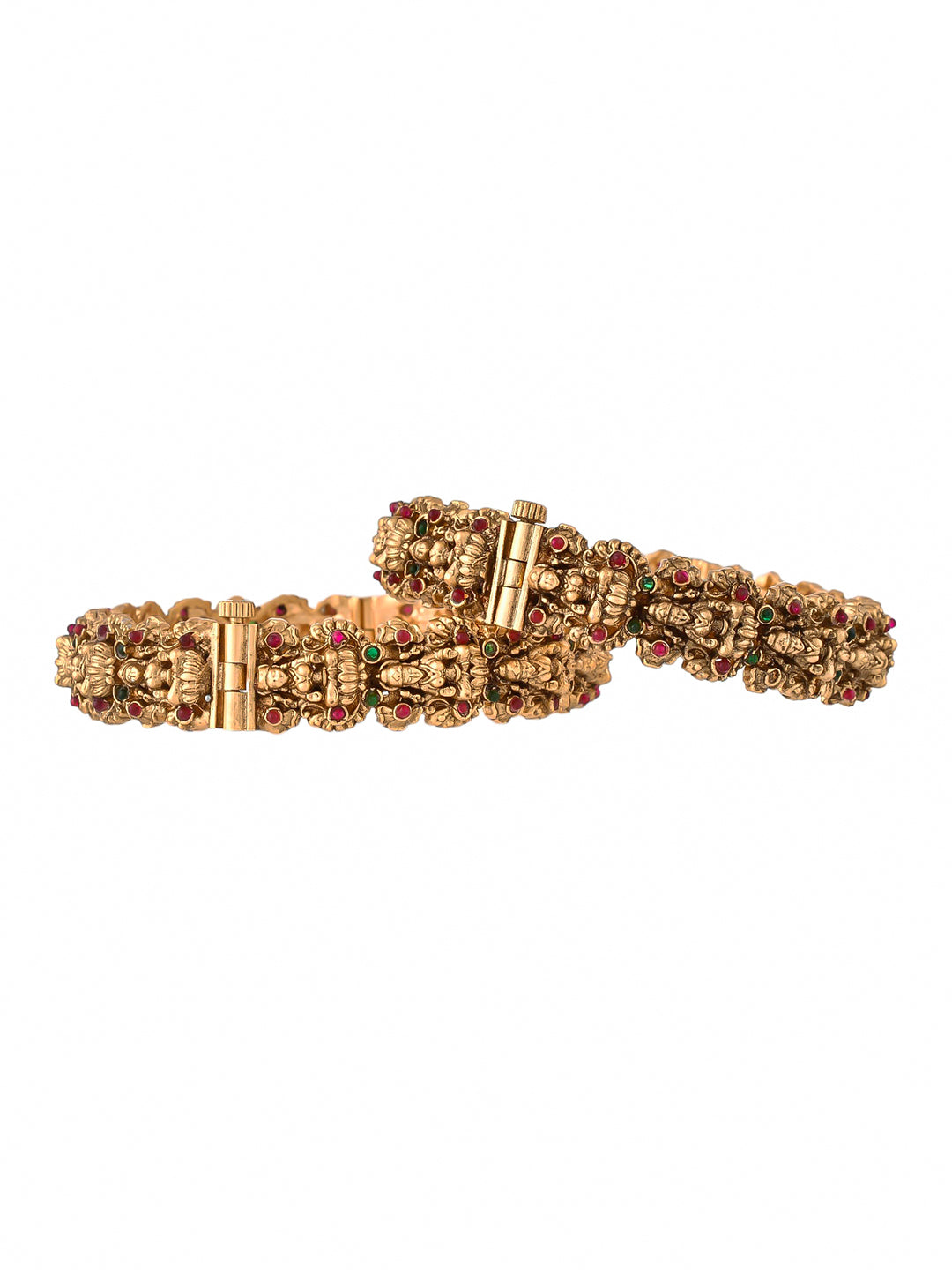 Gold-Plated Kundan Studded Temple Bangles