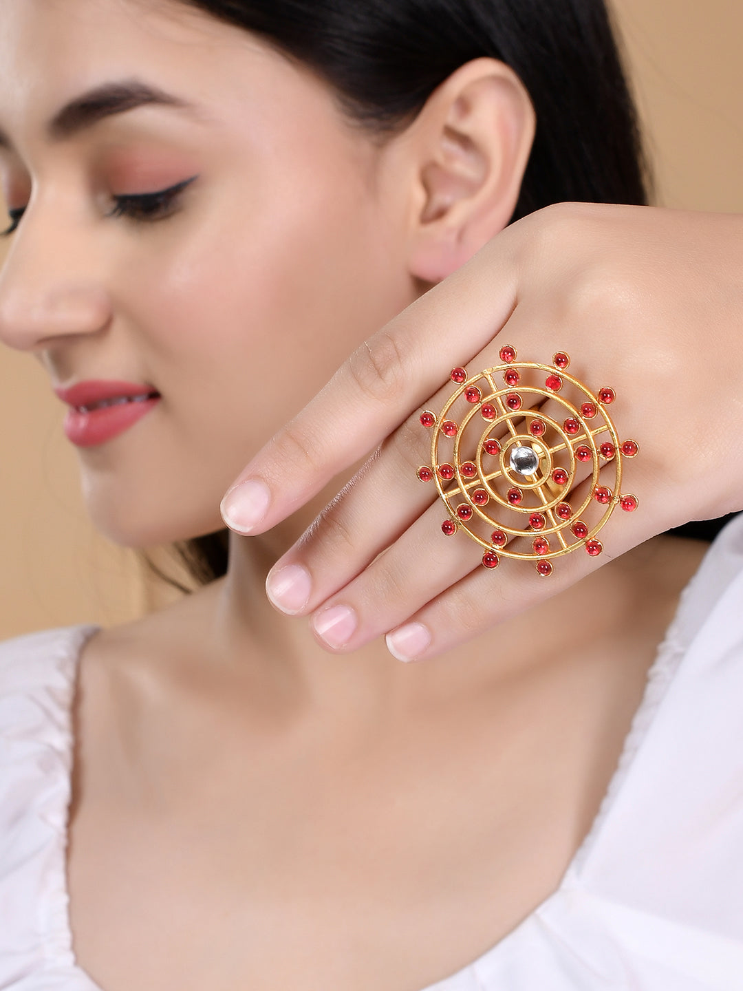 Gold Plated Finger Chakra Ring