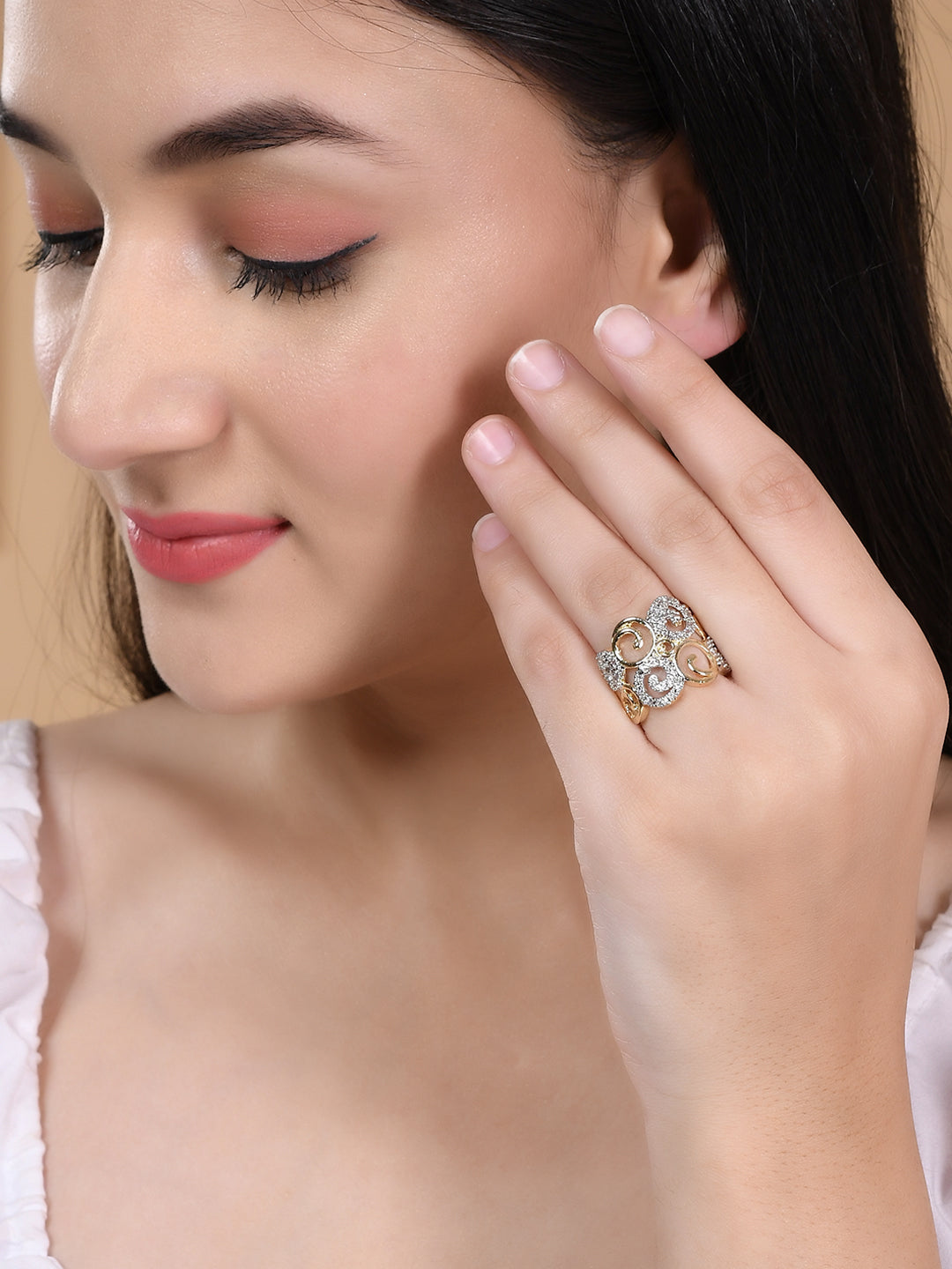 Gold Plated AD Finger Ring