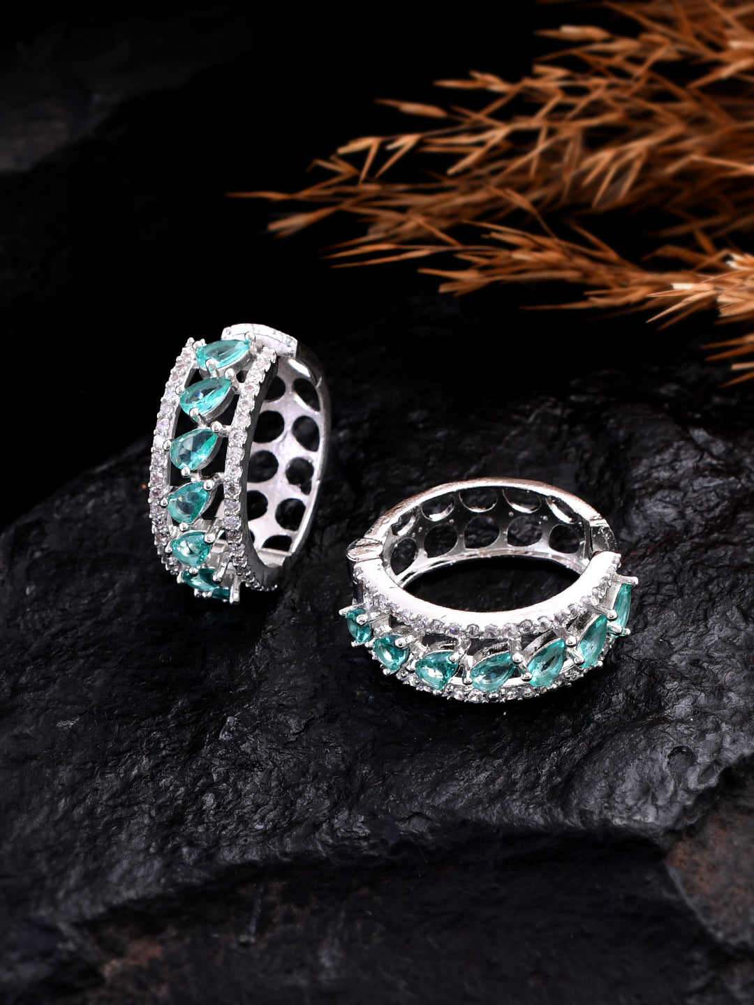 Silver plated ad hoop earring