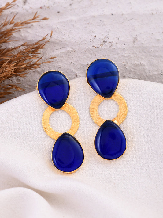 Blue Stone Gold Plated Earrings for Women Online