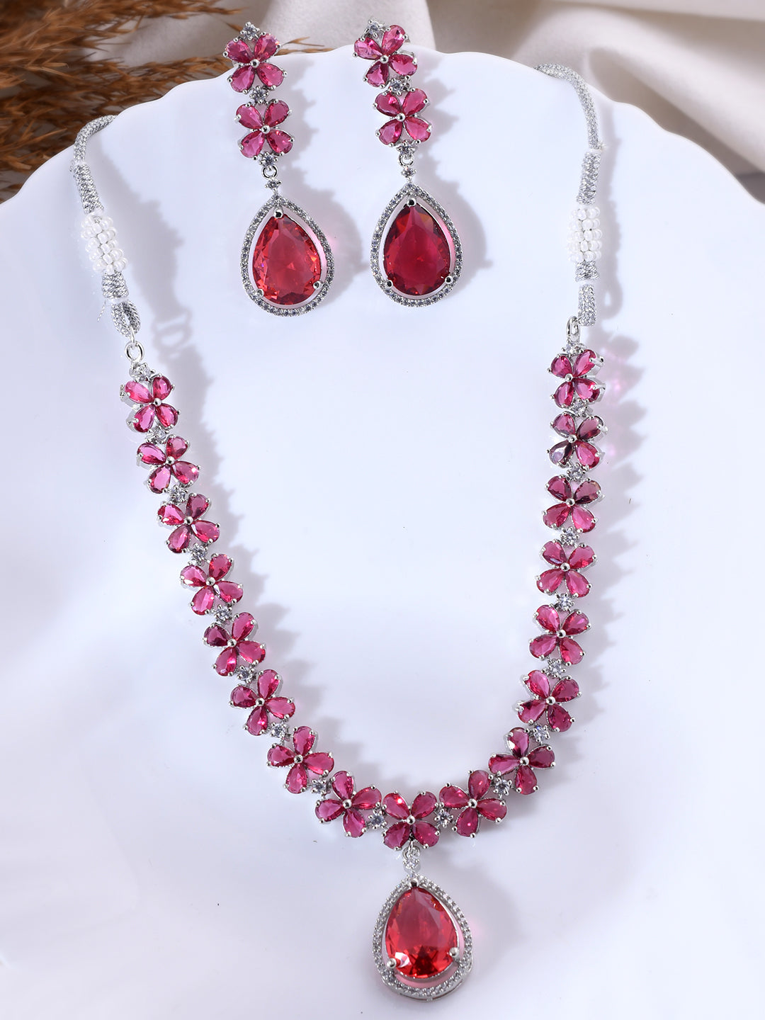 Faux Ruby Diamond jewellery set - Main Image