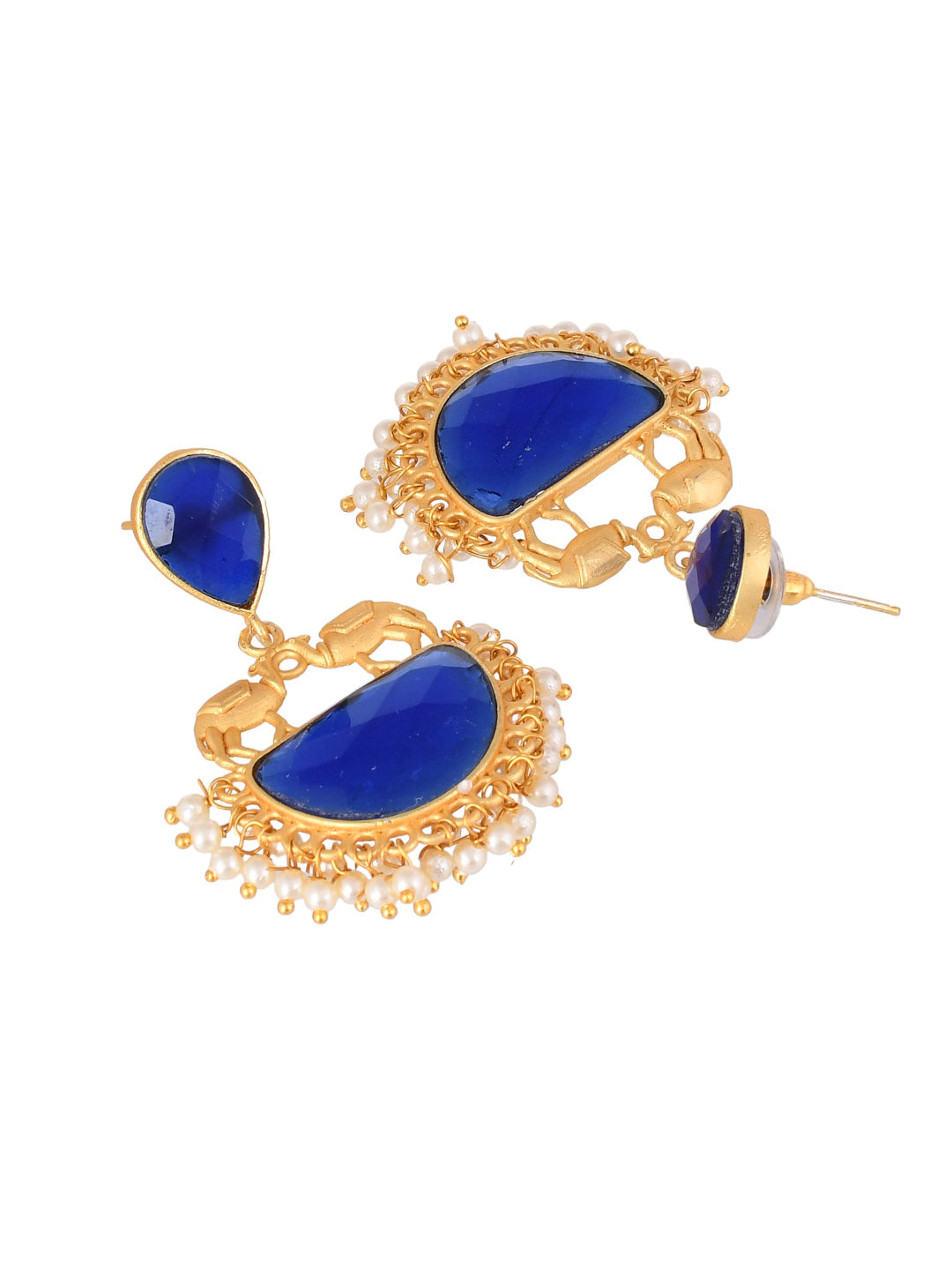 Gold Plated Blue Stone Drop Earring
