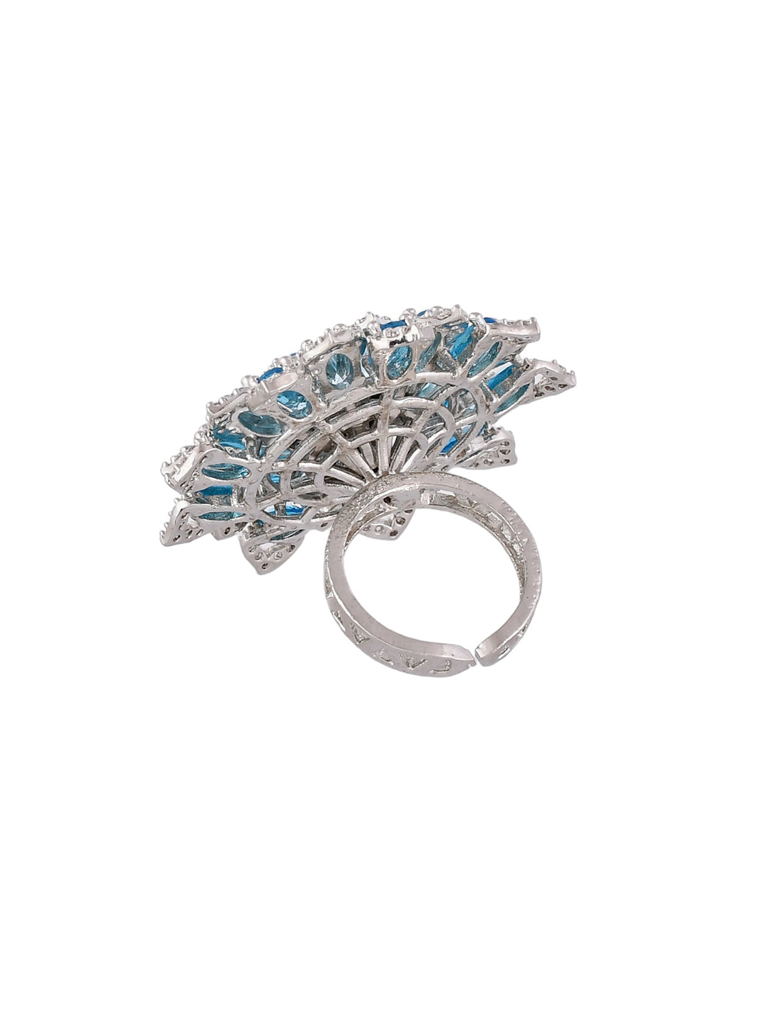 Silver Plated Blue Stone Finger Ring