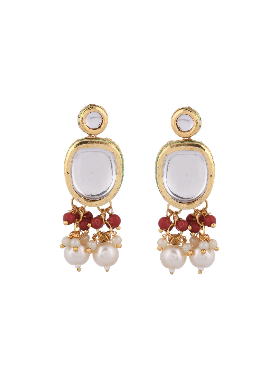 Gold plated pearl kundan jewellery set