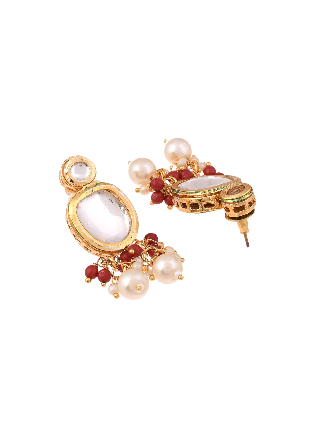 Gold plated pearl kundan jewellery set