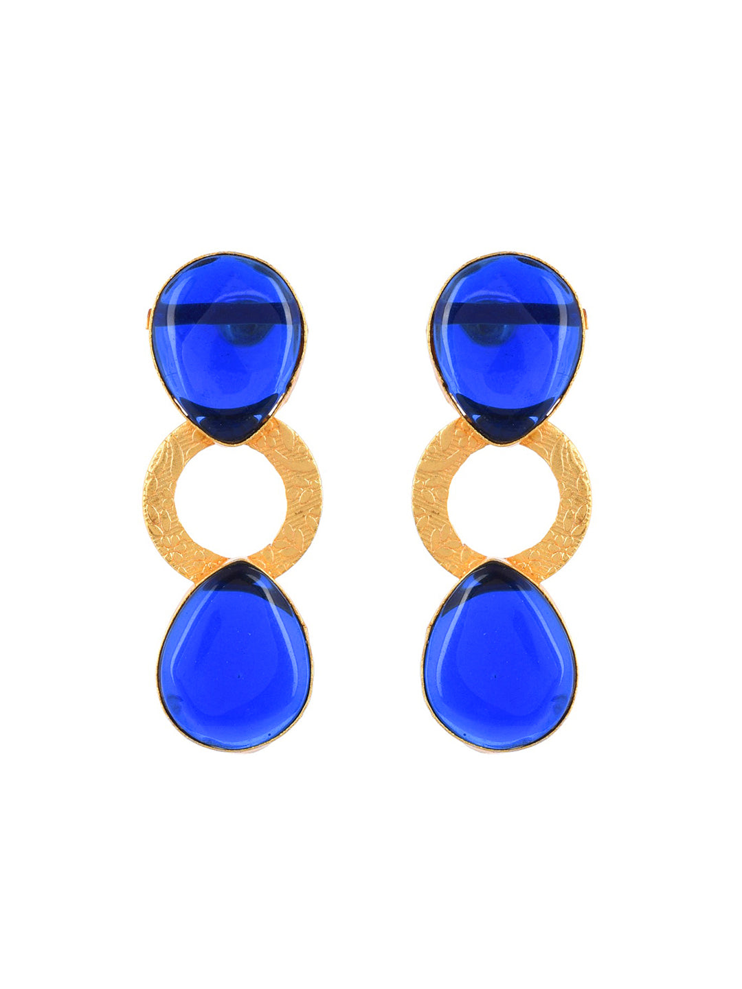 Blue stone gold plated earring