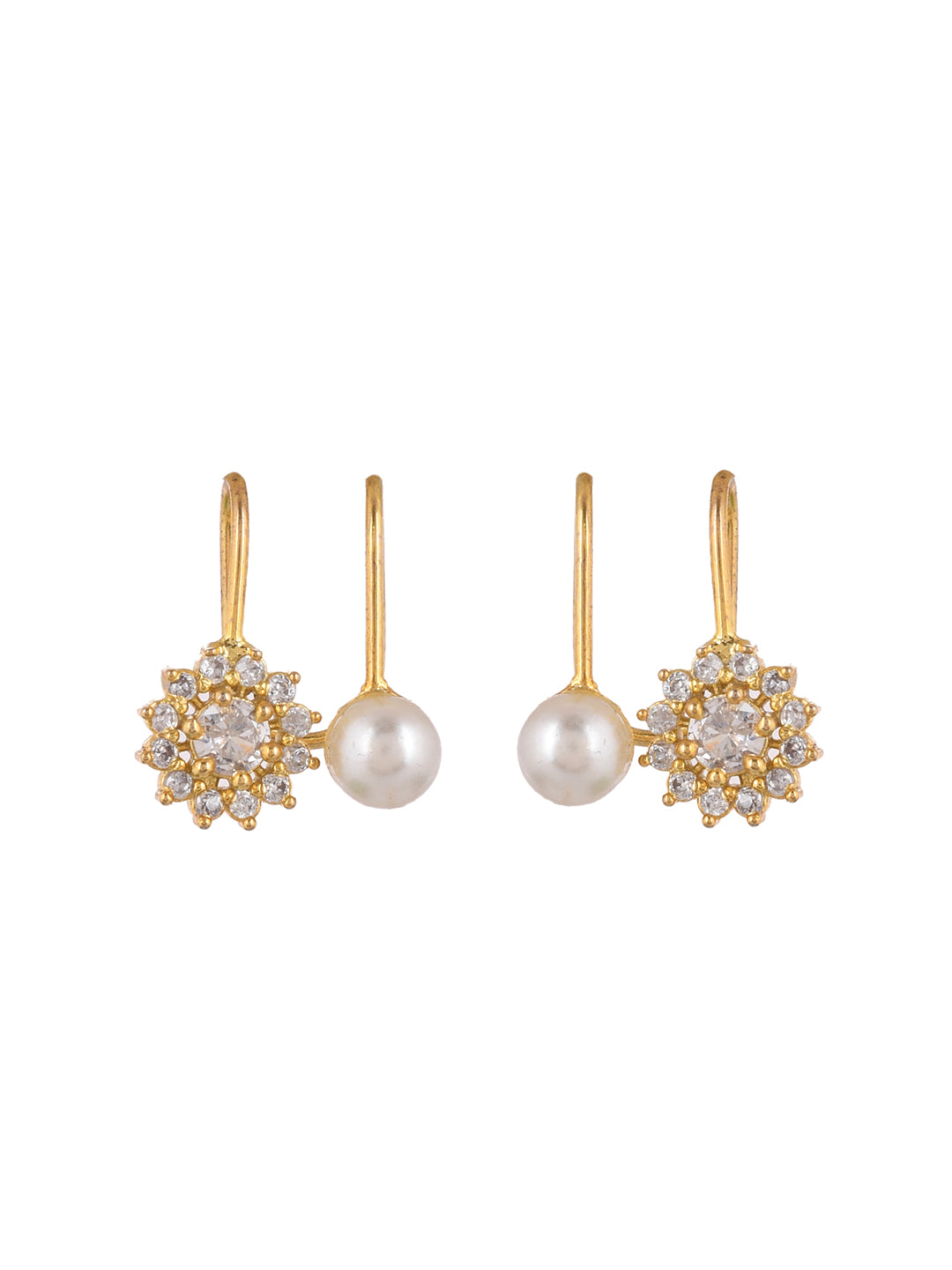 Gold plated pearl ad hoop earring