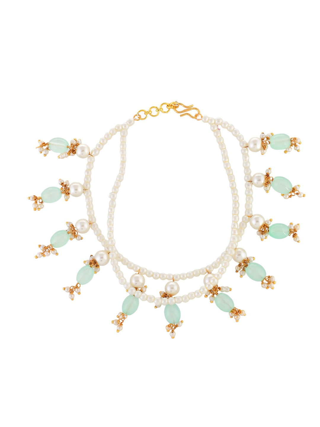 Tranding pearls-studded gold tone anklet for womens&nbsp;