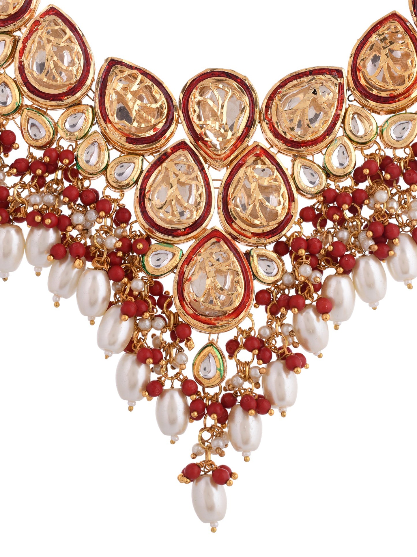 Pearl kundan gold plated jewellery set