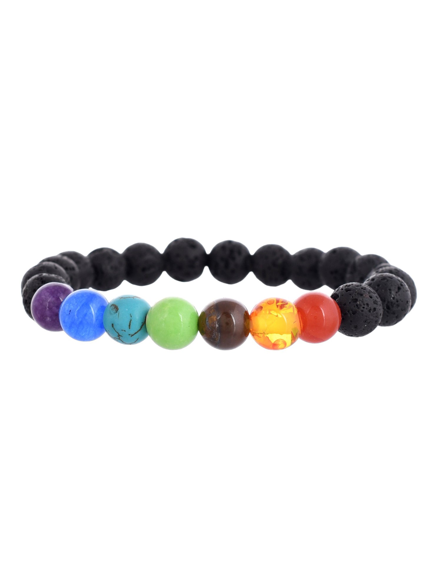 Multicoloured Beads & Stone Elasticated beaded Bracelet