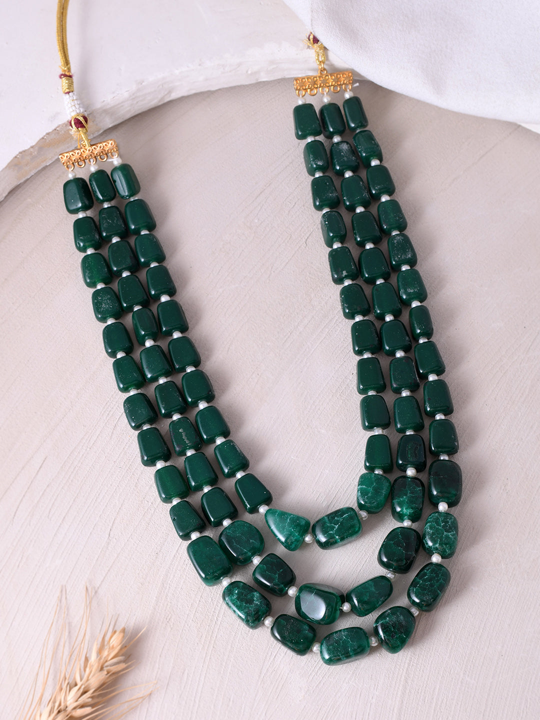 Buy Gold Plated Green Beads Long Necklaces for Women Online at