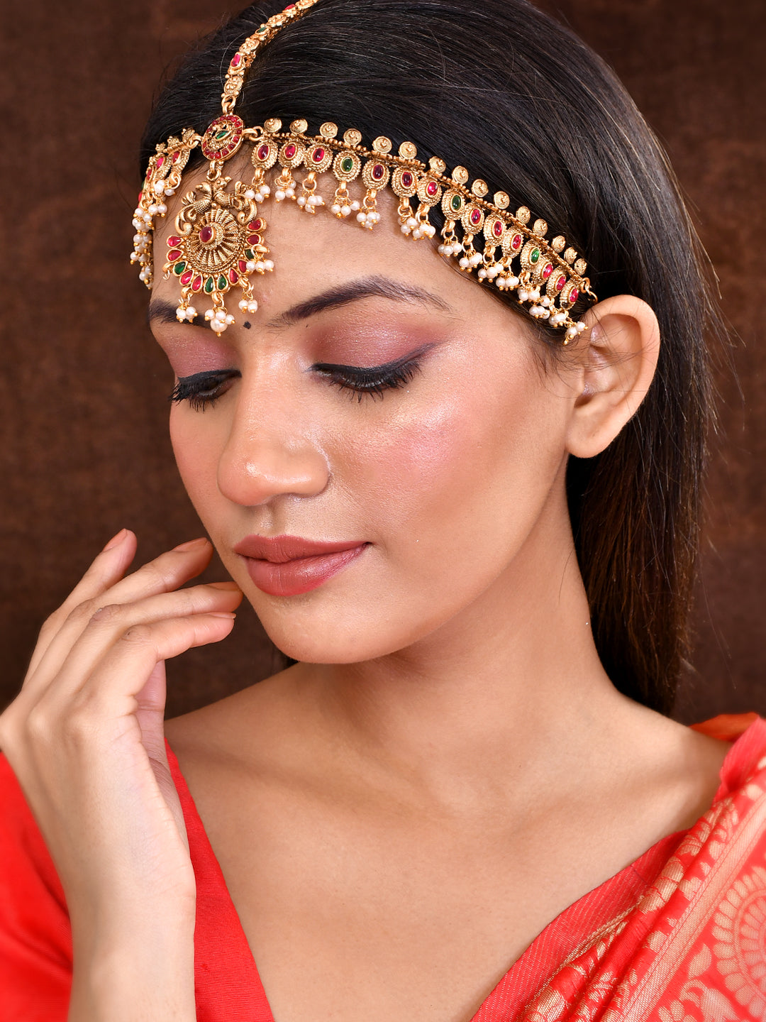 Traditional South Indian Bridal Temple Mangtika Matha Patti