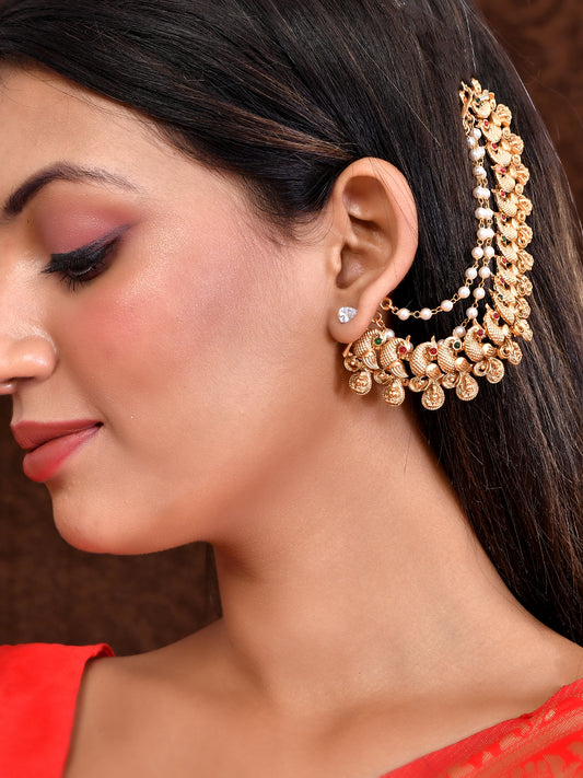 Elegant Gold Leaf Long Earrings - A Touch of Traditional Glamour