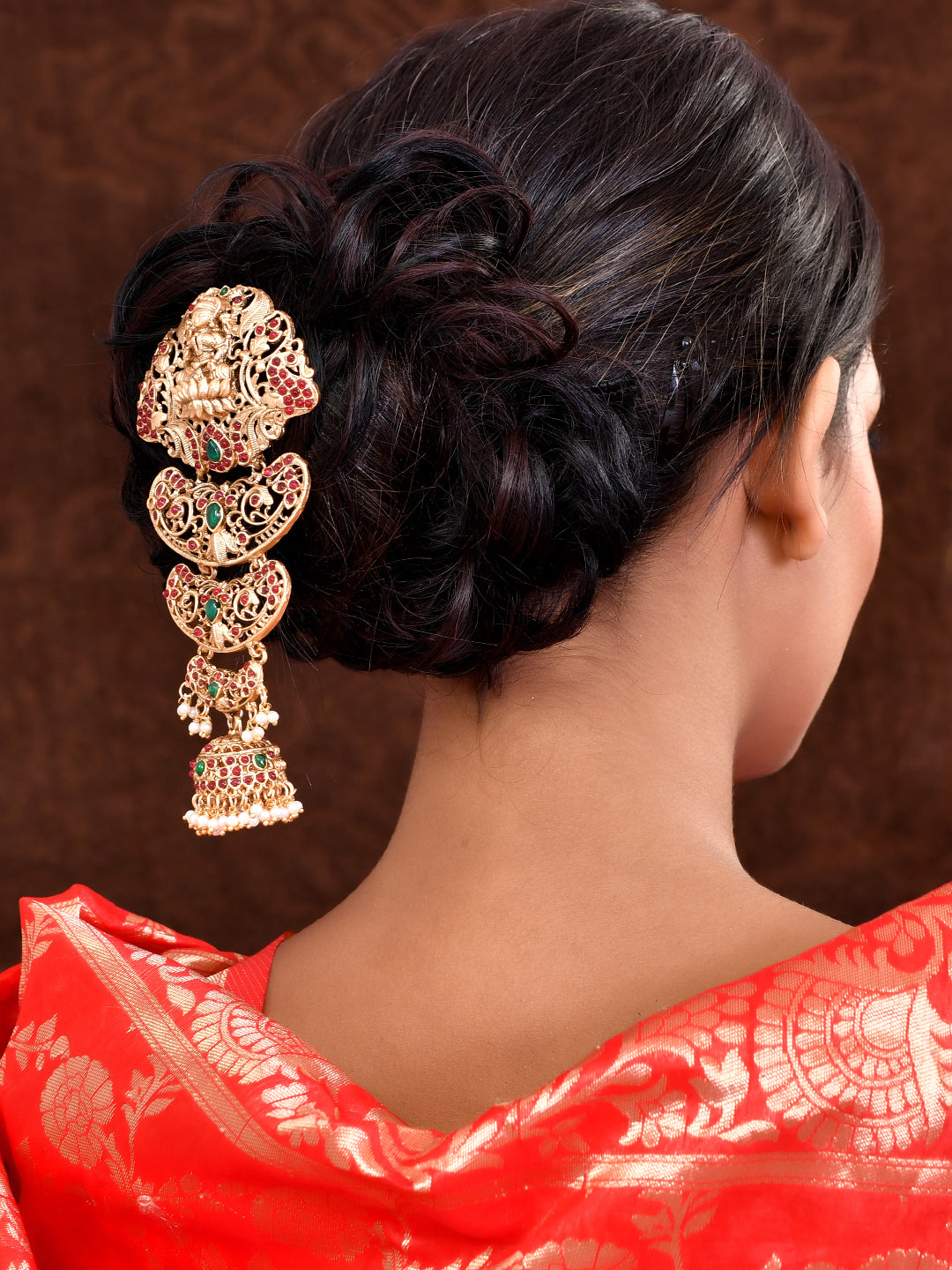 Gold Plated Half Moon Bridal Jadai Choti Wedding Hair Accessory