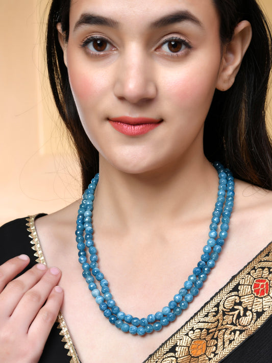 Expertly handcrafted with layers of stunning blue stones, this jewellery set is the perfect addition to any woman's collection. Its intricate design and high-quality materials make it a timeless piece that is sure to elevate any outfit. Beautifully crafted and versatile, it is the perfect accessory for any occasion.