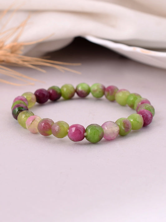Multicoloured Beads & Stone Elasticated beaded Bracelet