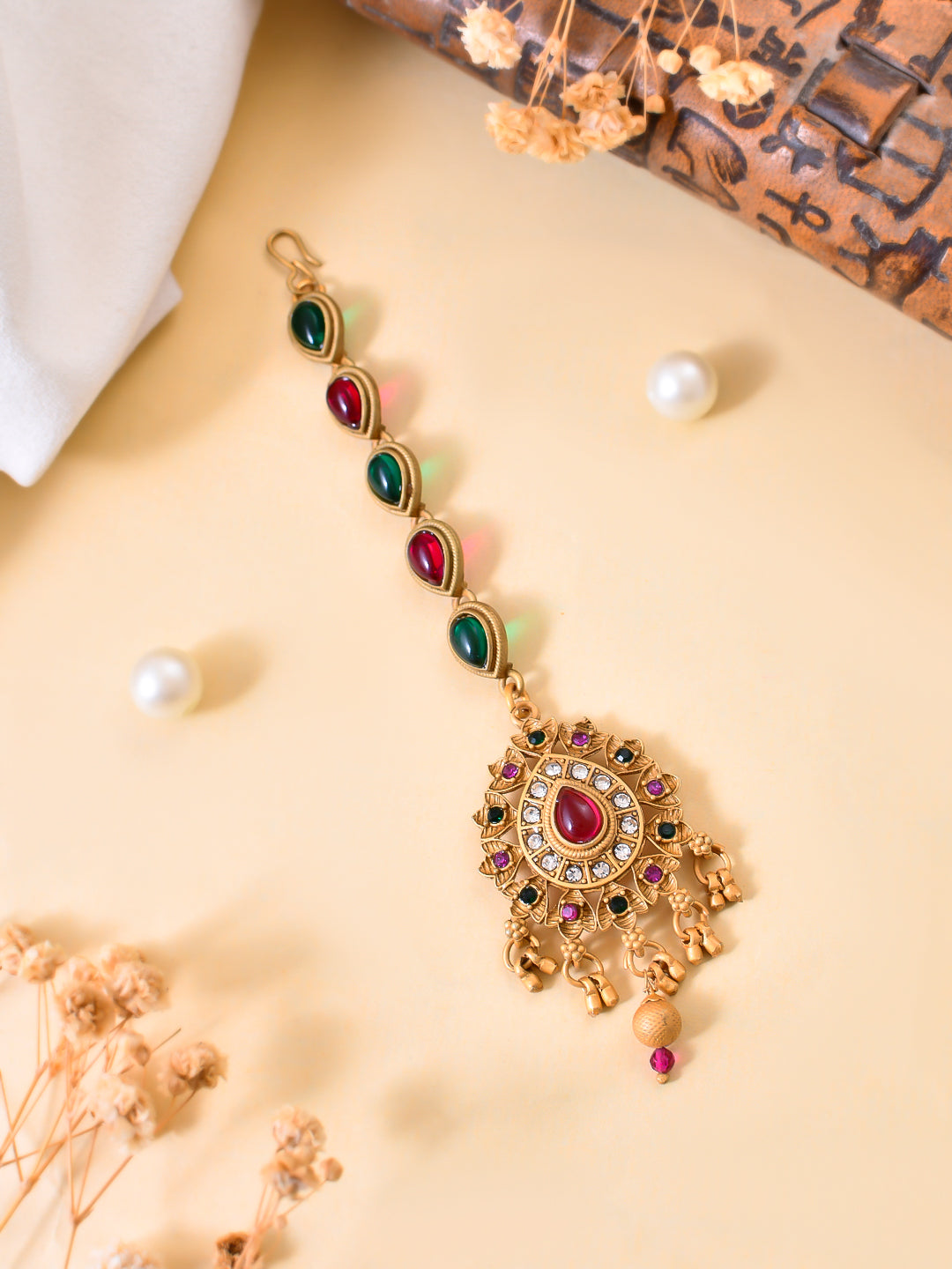 Gold Tone Maangtikka with Stones Shop now Temple Jewelry Timeless Elegance