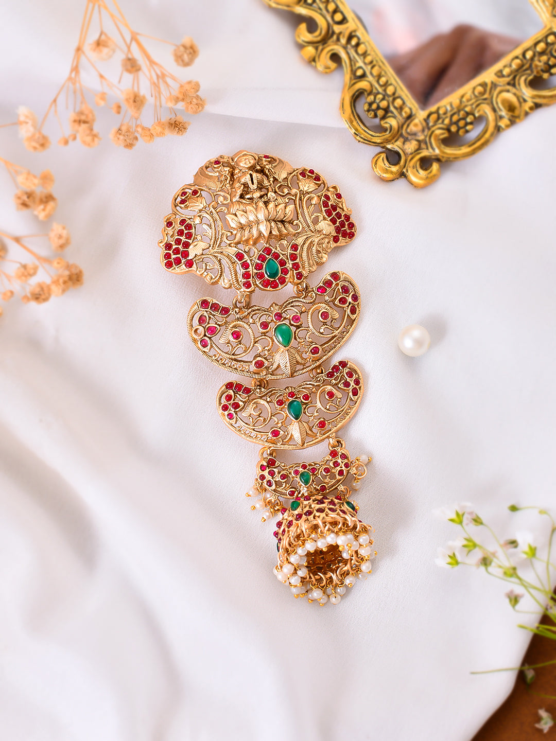 Gold Plated Half Moon Bridal Jadai Choti Wedding Hair Accessory