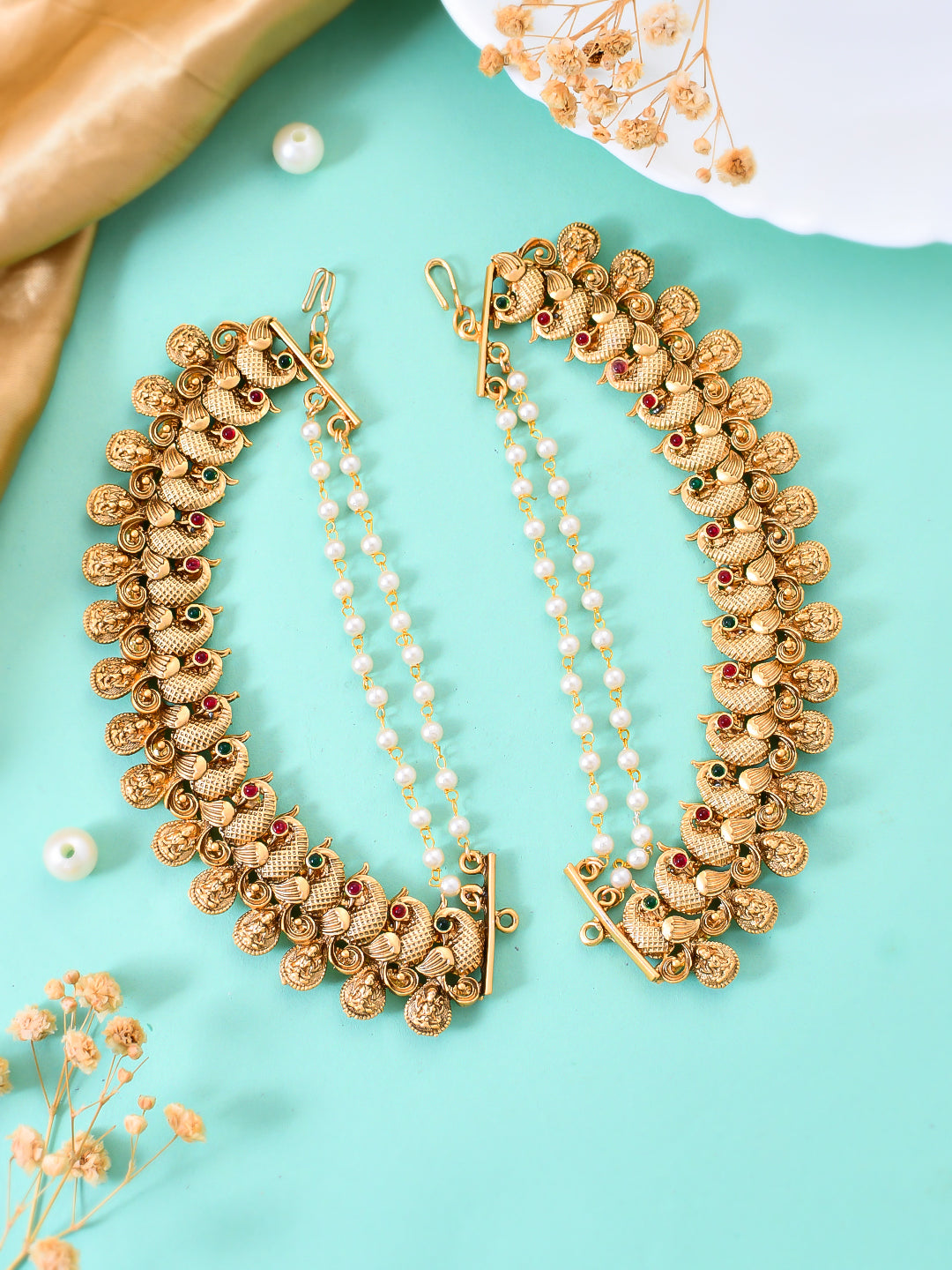 Elegant Gold Leaf Long Earrings - A Touch of Traditional Glamour