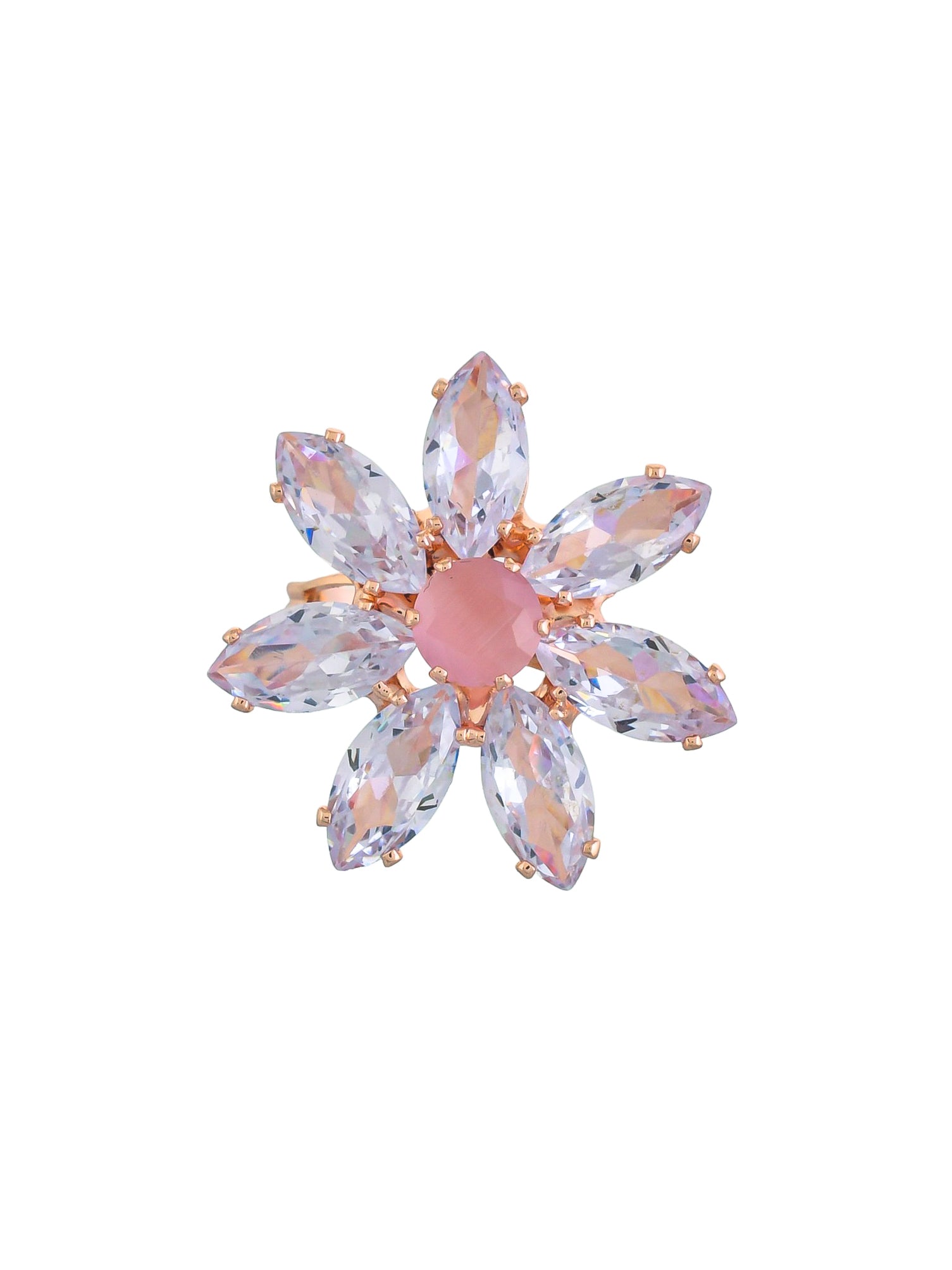 Adjustable flower design american diamond rings for girls & womens.
