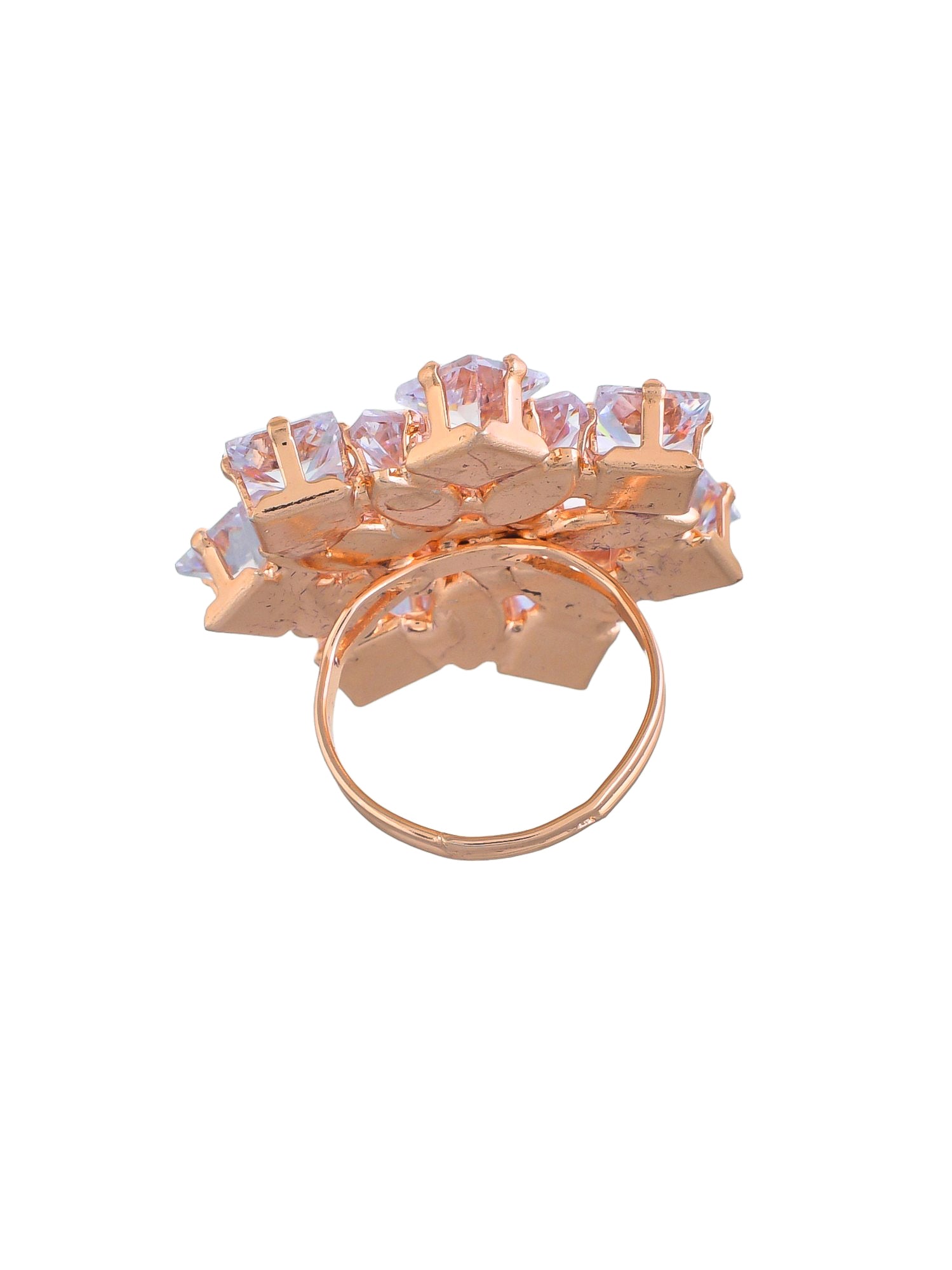 Tranding Rose Gold American Diamonds Adjustable Flower design rings for girls& women.