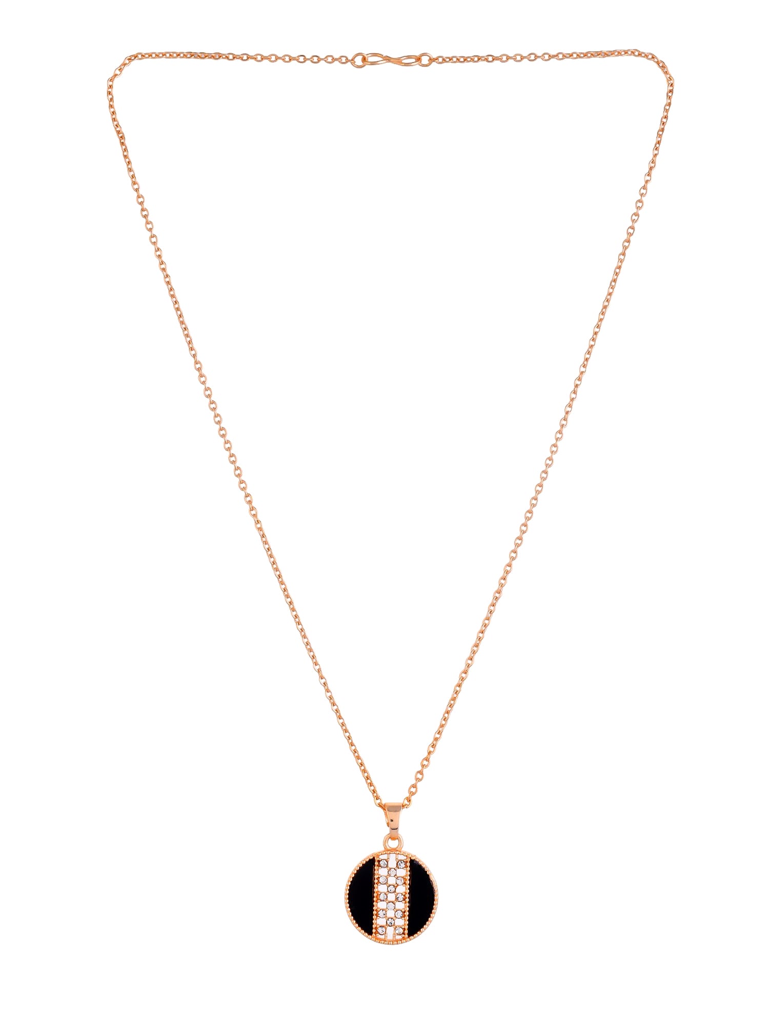 Rose Gold-Plated CZ-Studded Pendant With Chain