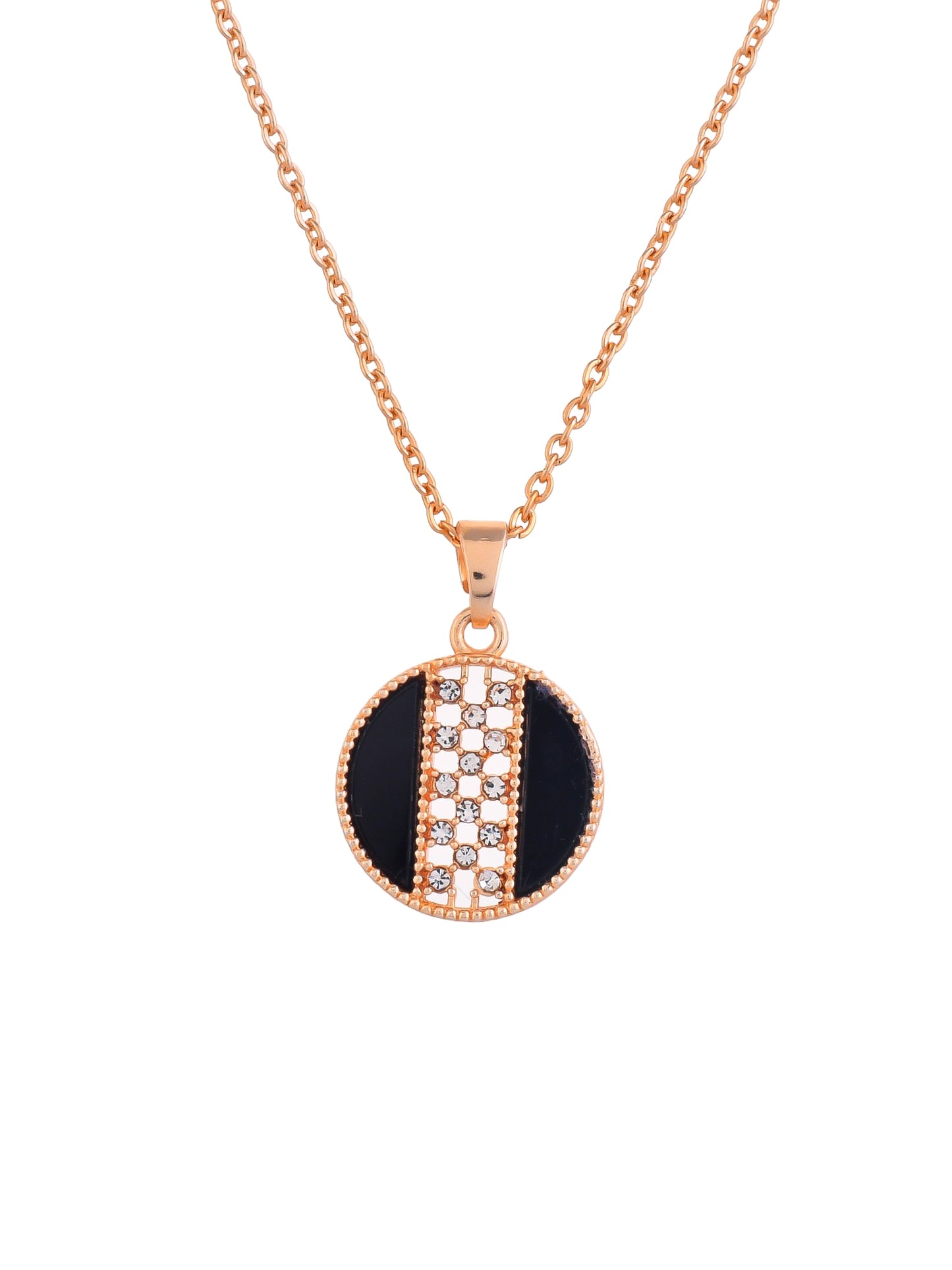 Rose Gold-Plated CZ-Studded Pendant With Chain