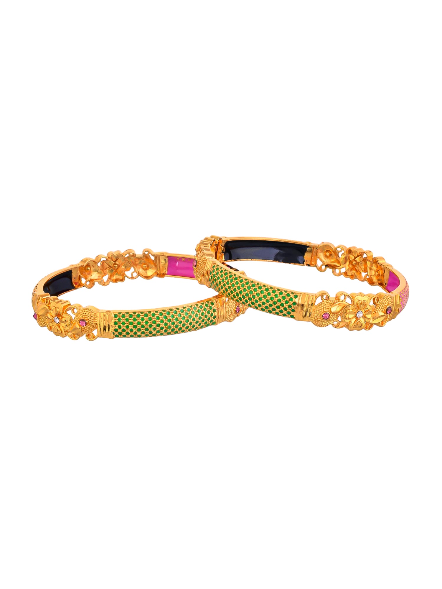 Stylish Gold-Plated Kundan Studded  Bangles