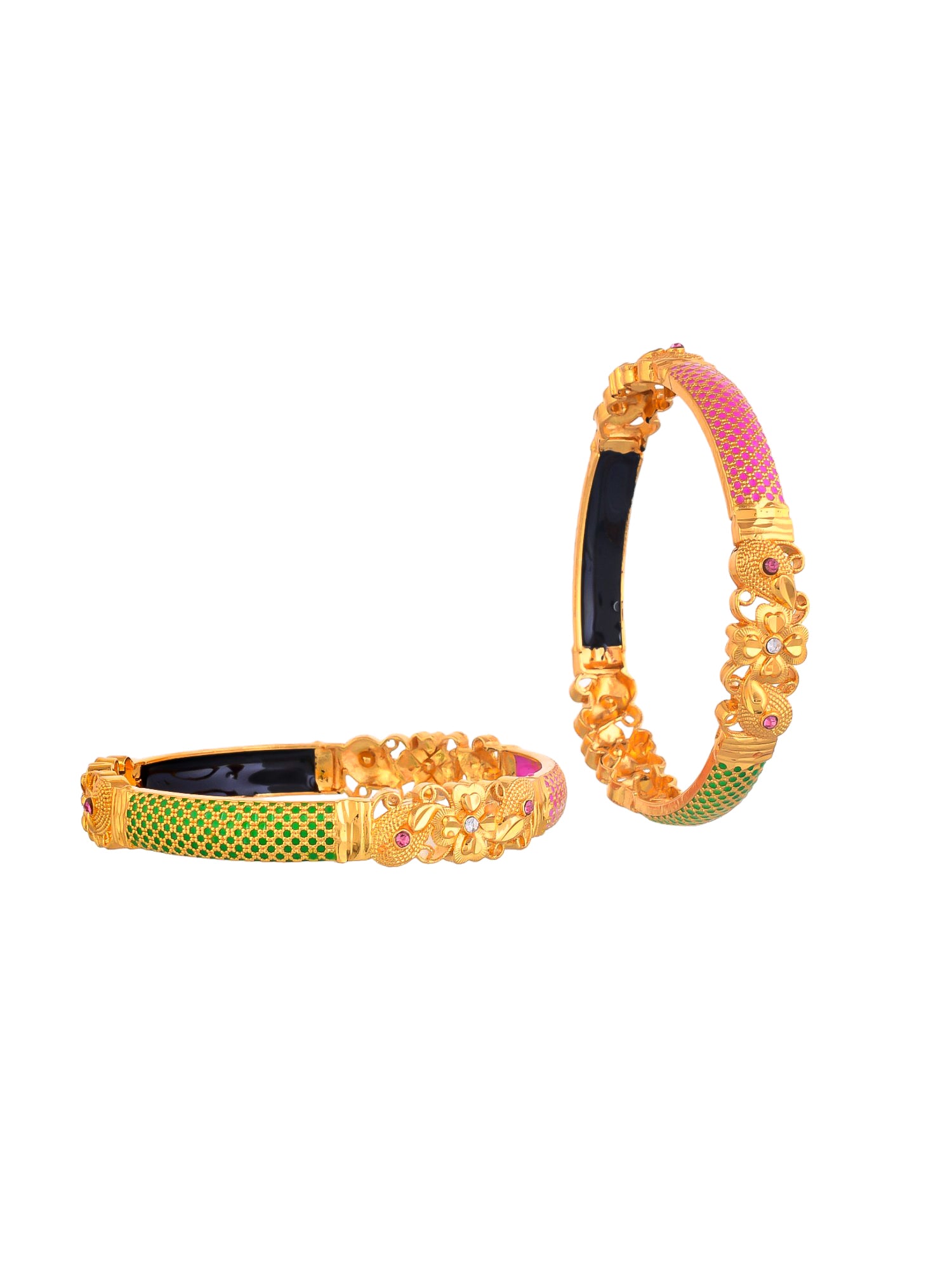 Stylish Gold-Plated Kundan Studded  Bangles