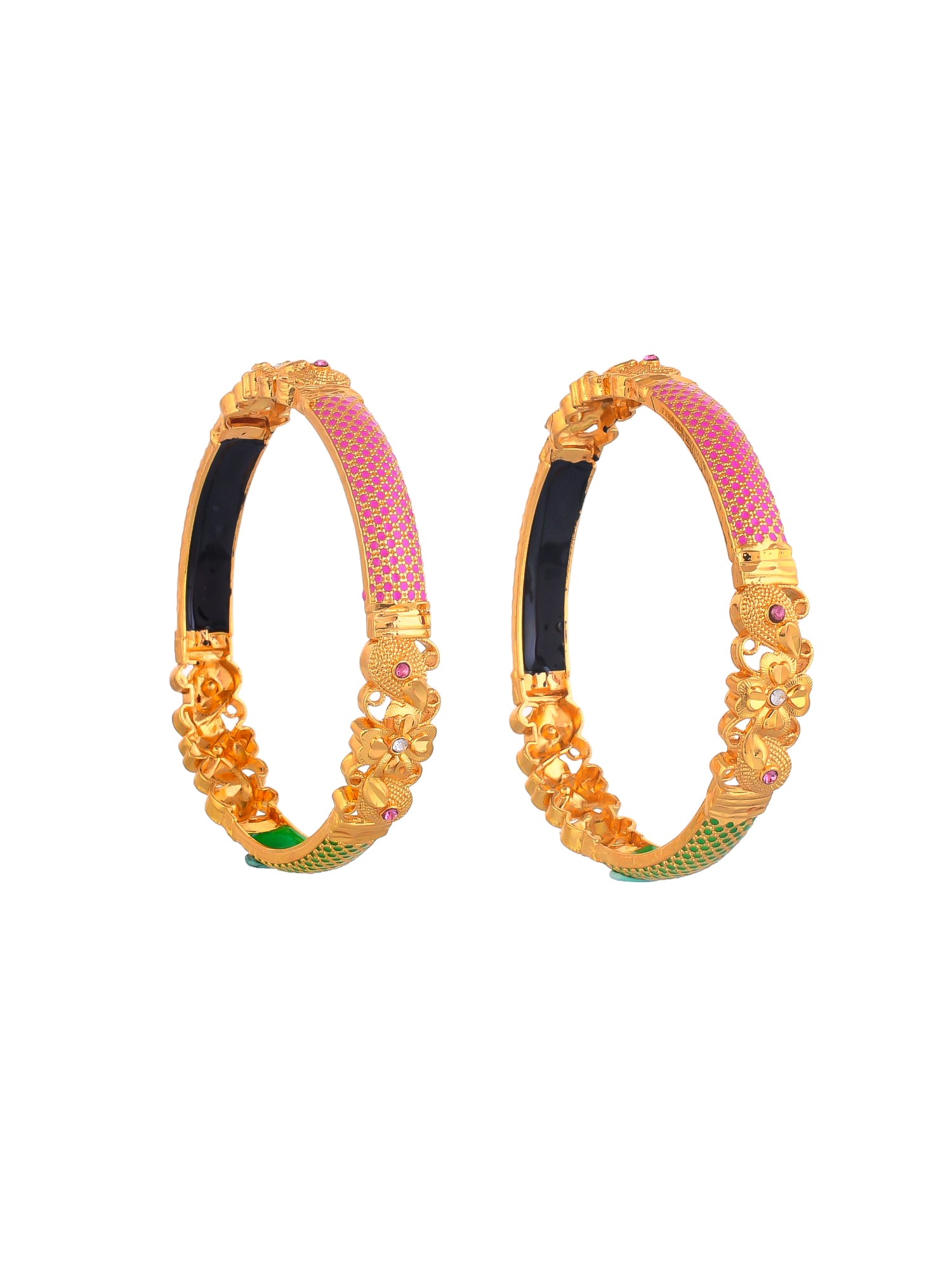 Stylish Gold-Plated Kundan Studded  Bangles