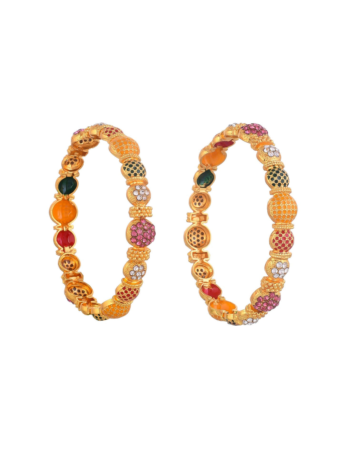 Trending Gold-Plated Kundan Studded  Bangles