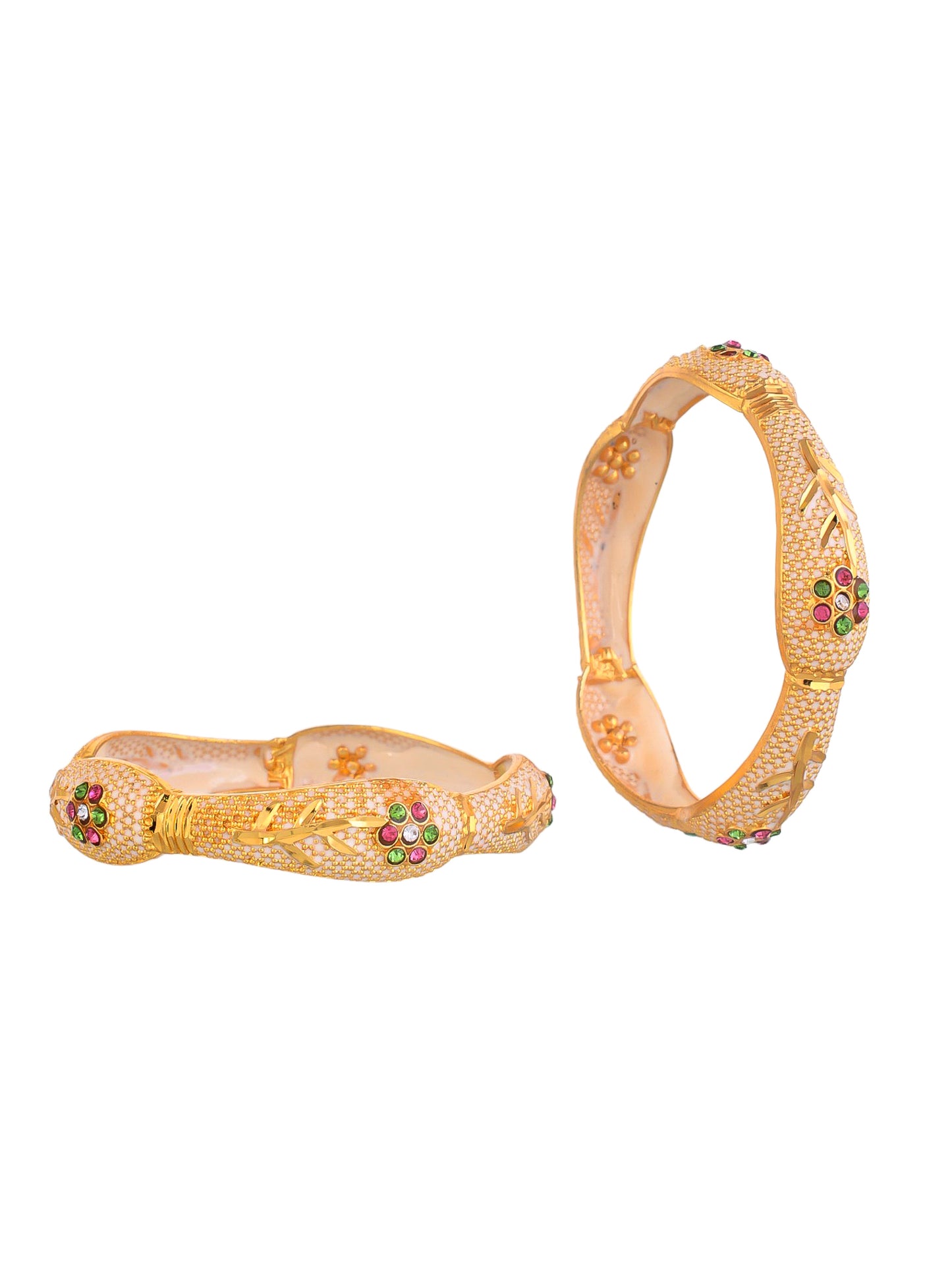 Stylish Gold-Plated Kundan Studded  Bangles